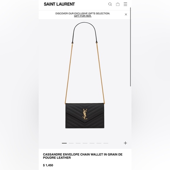 YSL Black Wallet on Chain (gold hardware) - Picture 3 of 11